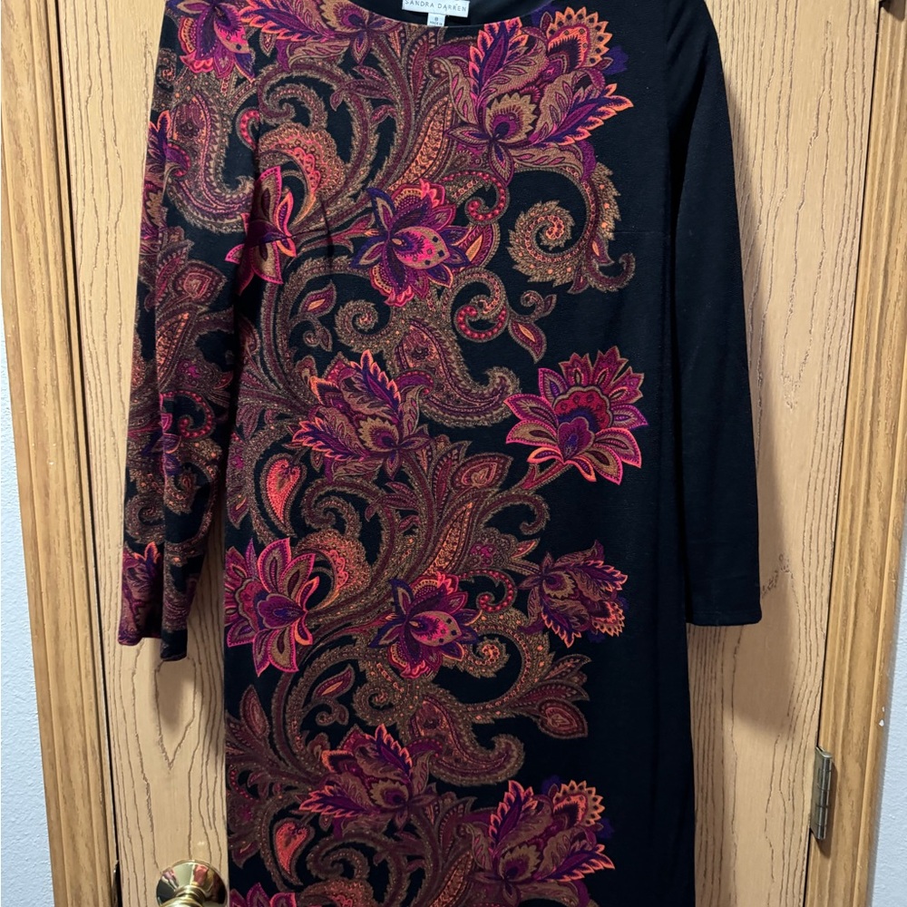Elegant Black and red Paisley Dress